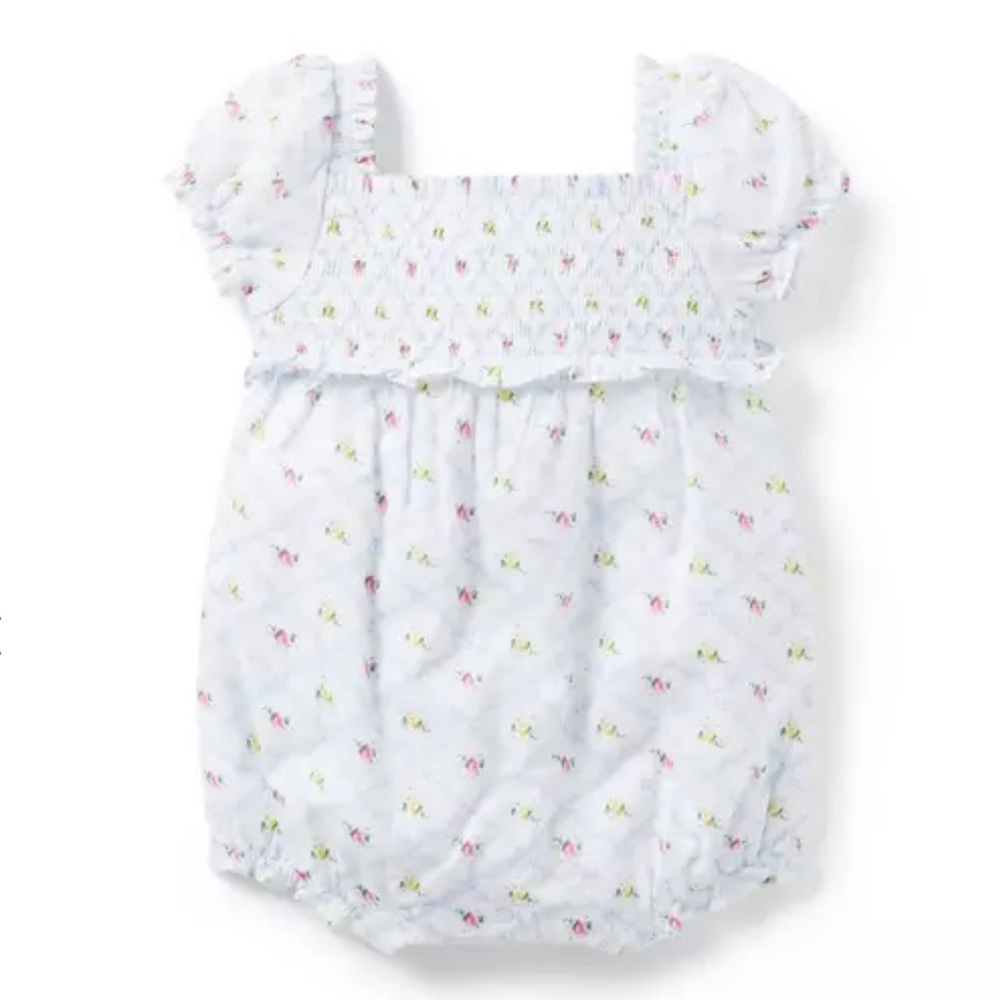 NWT The Lily Floral Smocked Baby Romper 6-12 Mo.